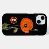 RODE POPPY IN BLACK RUBY GEMSTONE MONOGRAM Case-Mate iPhone CASE (Achterkant (horizontaal))