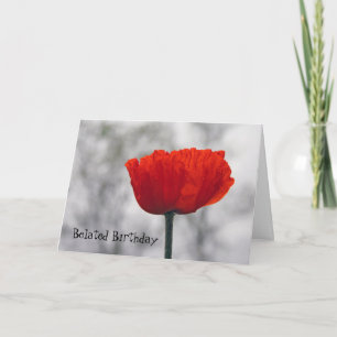 Rode Poppy Verjaardag Wens Gevouwen Wenskaart Kaart