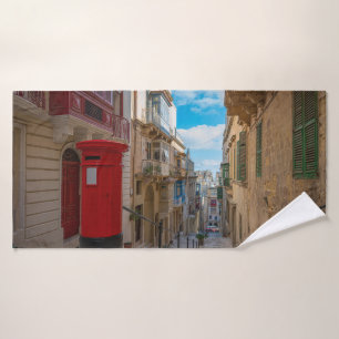 Rode postbus op Malta Badhanddoek