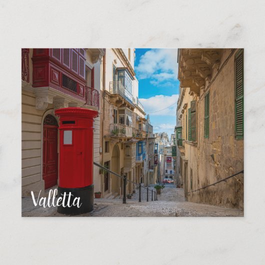 Rode  postbus op Malta Briefkaart (Voorkant)