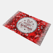 Rode prachtige Kerstkerst in Emerald Merry Deurmat (Schuin)