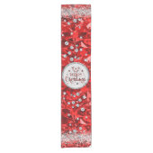 Rode prachtige Kerstkerst in Emerald Merry Korte Tafelloper (Voorkant)