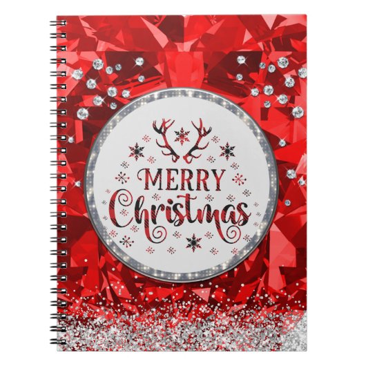 Rode prachtige Kerstkerst in Emerald Merry Notitieboek (Voorkant)