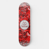 Rode prachtige Kerstkerst in Emerald Merry Skateboard (Voorkant)