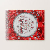 Rode Prachtige Smaragd  Prettig Kerstfeest Legpuzzel (Horizontaal)