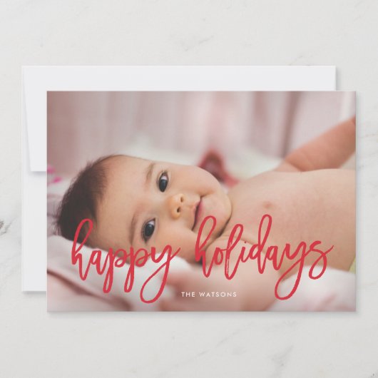 Rode Prettige feestdagen kerstfoto Feestdagenkaart (Voorkant)