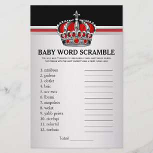 Rode Prins Crown Baby shower Games Flyer