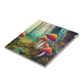 Rode psychedelische paddenstoelen in het bos tegeltje (Zijkant)