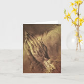 rode puppy " biddende handen " kaart (Gele Bloem)