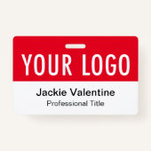 Rode PVC Naam Badge Horizontale Logo Personeel ID  (Voorkant)