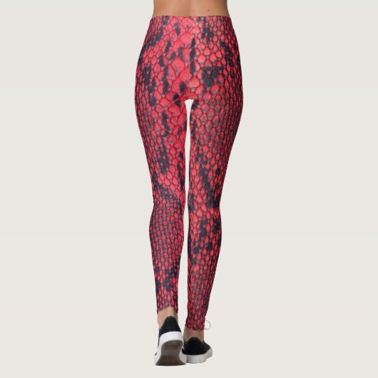 Rode Python Snake Print Vrouwen Leggings (Achterkant)