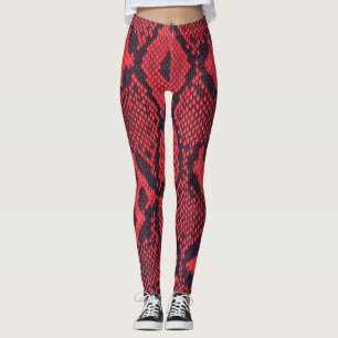 Rode Python Snake Print Vrouwen Leggings