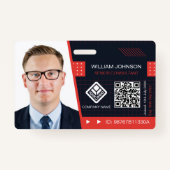 Rode QR-code Foto-ID-badge | bedrijfsmedewerker Badge (Voorkant)
