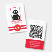 Rode QR-gecodeerd V1 Personeelsbadge Badge (Voor- en achterkant)