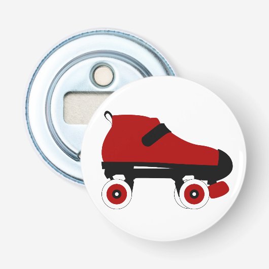 rode quad roller schaats button flesopener (Voorkant)