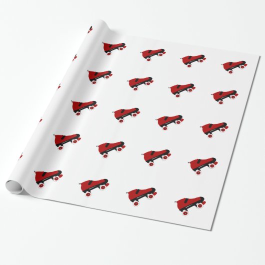 rode quad roller schaats cadeaupapier (Uitgerold)