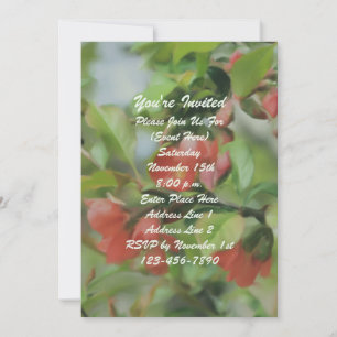 Rode Quince Bloesems Schilderen Bloemen Art Party Kaart