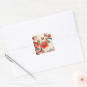 Rode Quince Blossoms Vierkante Sticker (Envelop)