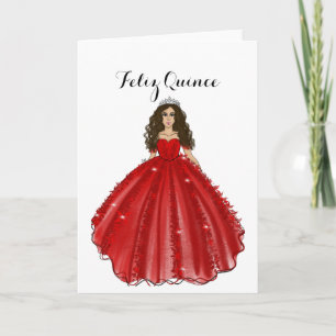 Rode Quinceanera - Gelukkige Quince Verjaardagskaa Kaart
