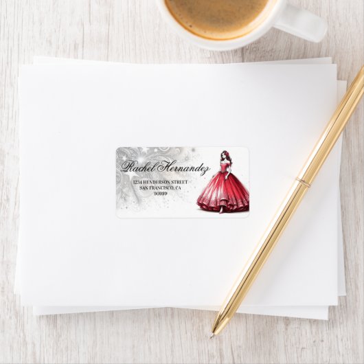 Rode Quinceañera Meisje Etiket (Insitu)