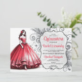 Rode Quinceañera Meisje Kaart (Staand voorkant)