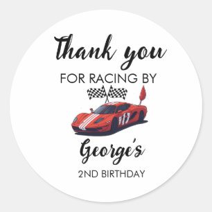 Rode Race Auto 2e Verjaardag Ronde Sticker