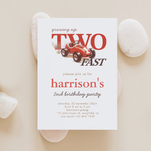  rode race auto 2e verjaardagsuitnodiging kaart
