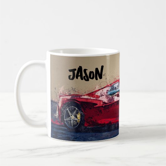 Rode Race Auto Gepersonaliseerde Koffie Mok Gift (Links)