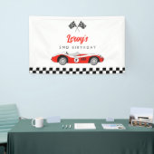 rode race auto jongen 2e verjaardagsfeestje spandoek (Beurs)