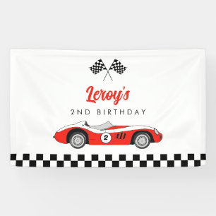 rode race auto jongen 2e verjaardagsfeestje spandoek
