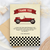 rode race auto kinderen verjaardagsfeestje bedankkaart