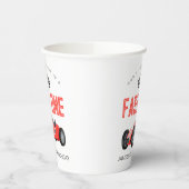 Rode Race Auto Snel Een 1e verjaardagsfeest Papieren Bekers (Links)