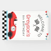  Rode Race Auto Snelle Verjaardag Welkom Spandoek (Horizontaal)