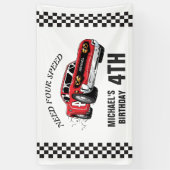 Rode Race Auto Verjaardagsfeestbanner Spandoek (Verticaal)