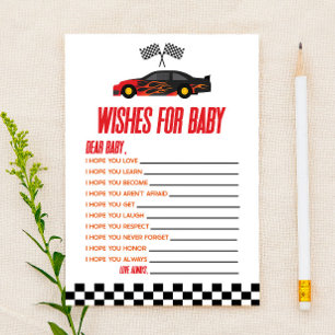 Rode Race auto wensen voor Baby shower spel