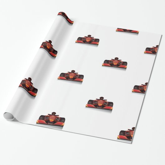 Rode Raceauto Cadeaupapier (Uitgerold)
