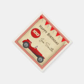 rode raceauto en vlaggen 100 jaar servetten (Hoek)