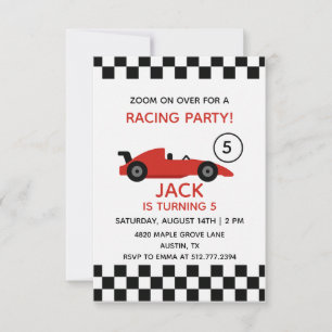 Rode raceautoverjaardag • Jongensracefeest Kaart