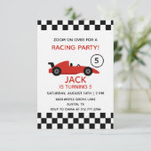 Rode raceautoverjaardag • Jongensracefeest Kaart (Staand voorkant)