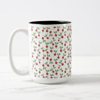 Rode radijs patroon tweekleurige koffiemok