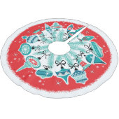 Rode Rand Retro Ornamenten Kerstboom Rok (Gekanteld)