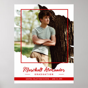 Rode Rande Abstract Gescheurde Foto Afstuderen Poster