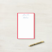 Rode randen monogrammen Naam Aangepast Post-it® Notes (Op bureau)