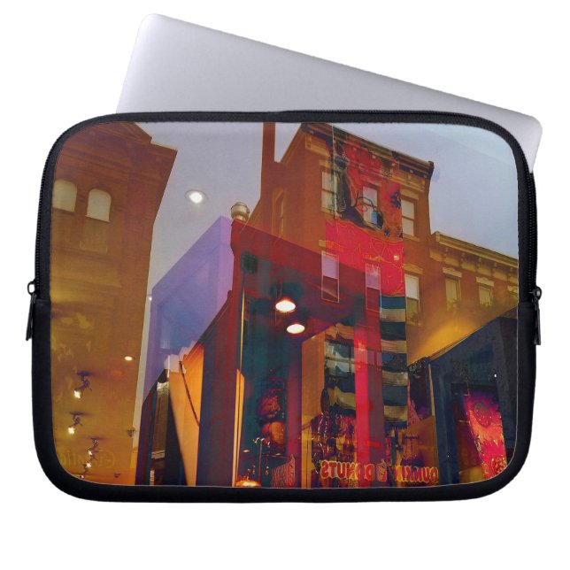 rode reflecties op de straten van Philadelphia Laptop Sleeve (Voorkant)