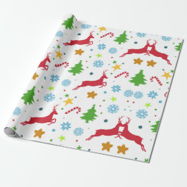 Rode rendieren cadeaupapier