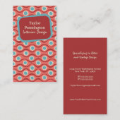 Rode  retro abstracte golven visitekaartje (Voorkant / Achterkant)