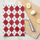 Rode Retro Argyle Keuken Handdoek Gift (Quarter Fold)