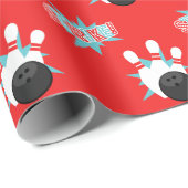 Rode Retro Bowling Inpakpapier (Rol Hoek)