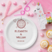 Rode Retro Disco Groovy 70s bruiloft Papieren Bordje (Feest)