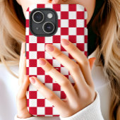 Rode Retro Geruite Patroon Monogram Case-Mate iPhone Case